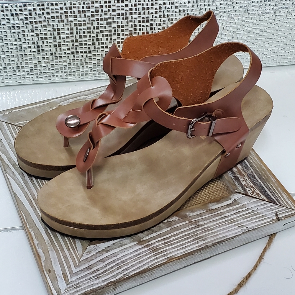 Jolimall Women’s Braid Wedge Sandals Size 8